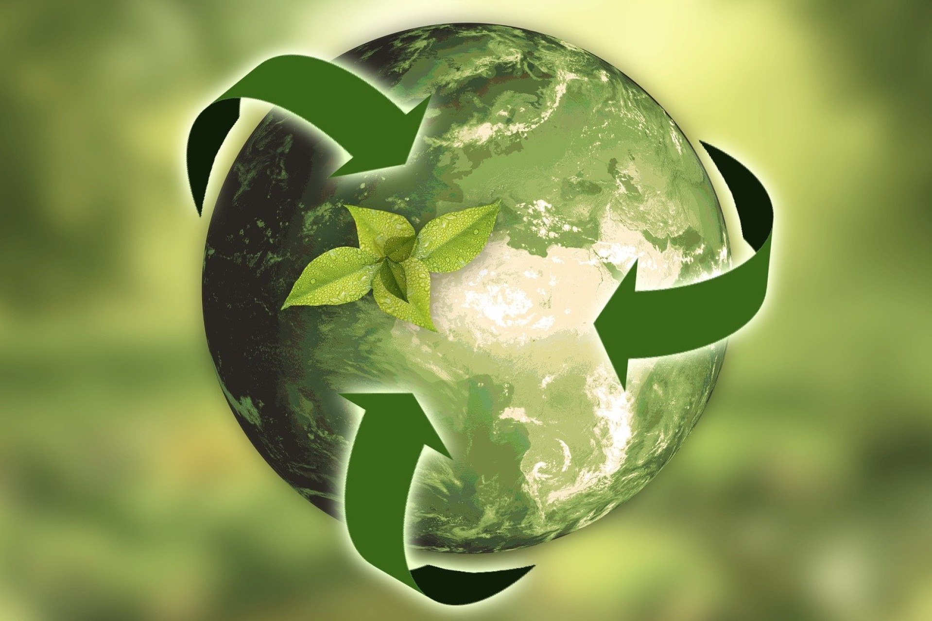 Grafik der illustrerer en grøn klode og genbrug